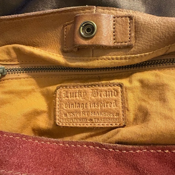 Lucky Brand Patchwork Handbag Vintage Suede Leather Shoulder Boho Hippie purse - Picture 5 of 8